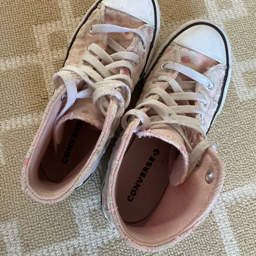Converse Chuck Taylor All Star High Top Sneakers Pink Floral Girls Size 3
